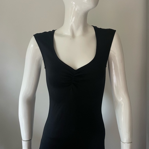 Betsey Johnson Jersey Tank Dress Black Rayon Blend slim medium maxi vintage - Picture 3 of 8
